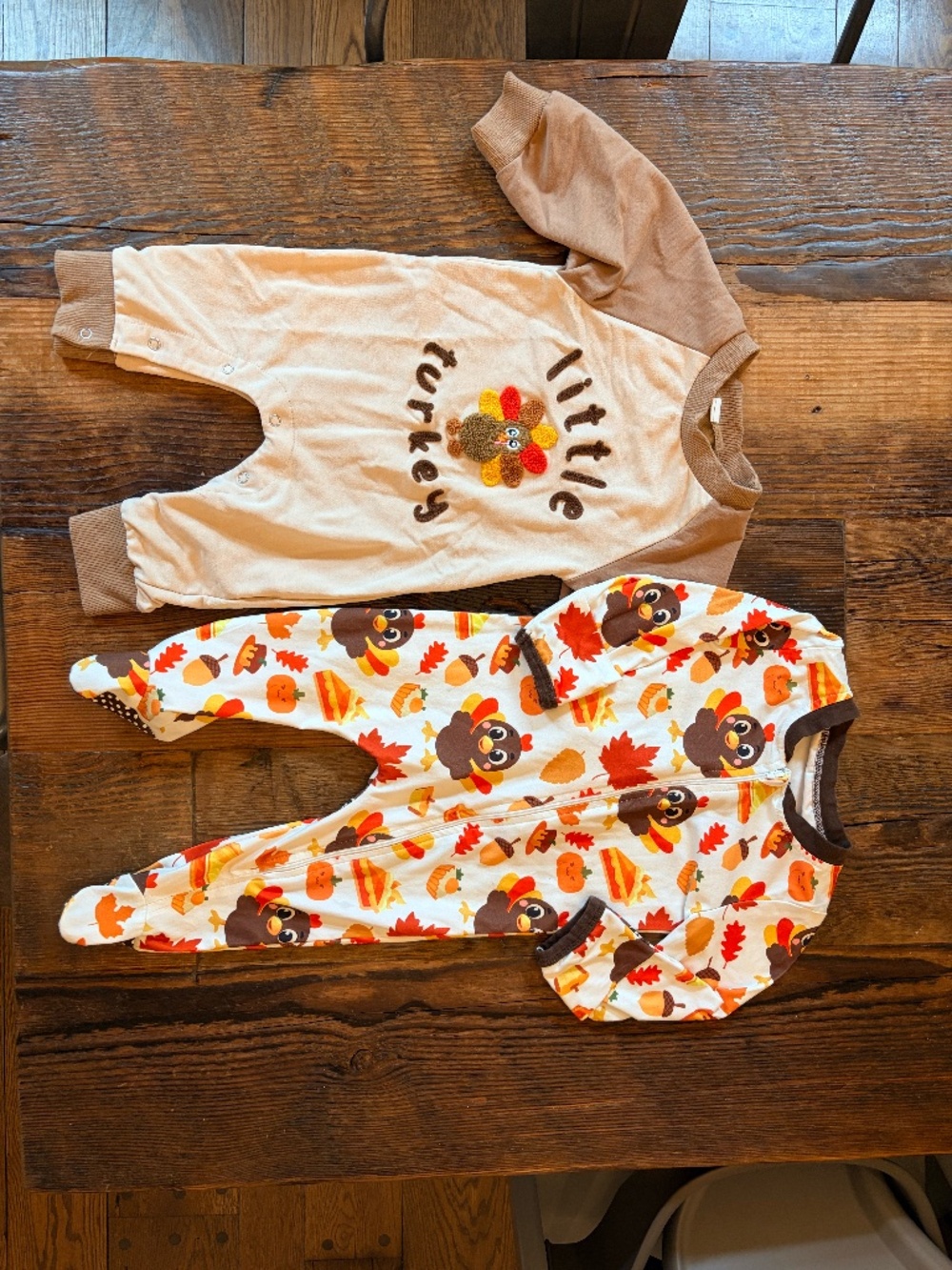 (2) Baby Thanksgiving Turkey Outfits (6-12 Months)